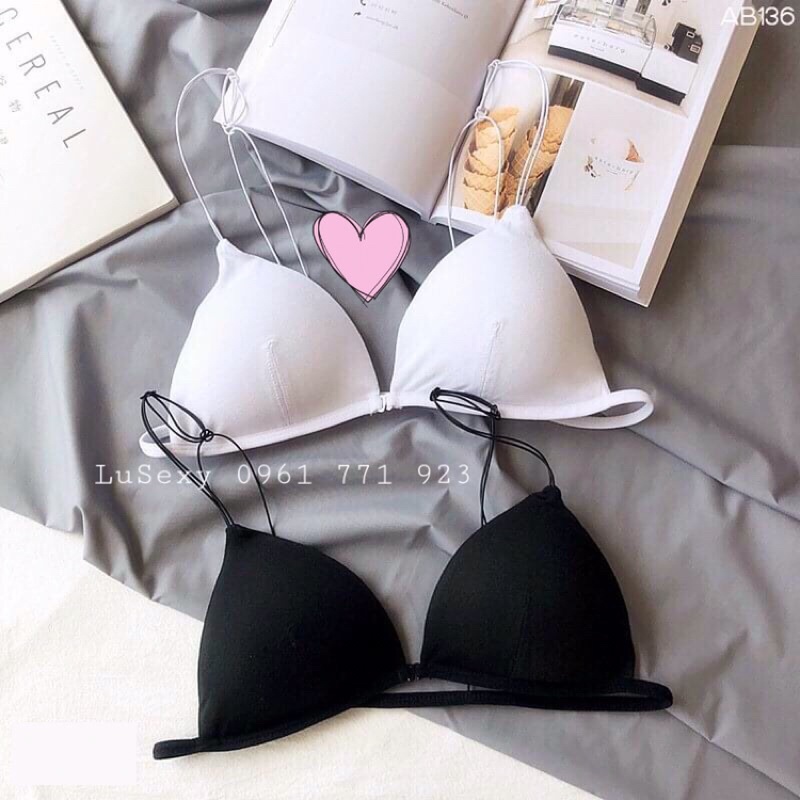 Áo lót  mỏng dây mảnh sợi bún mềm đẹp chất cotton mát dễ chịu - Áo bra cài trước giá siêu rẻ màu đen màu trắng đi biển | BigBuy360 - bigbuy360.vn