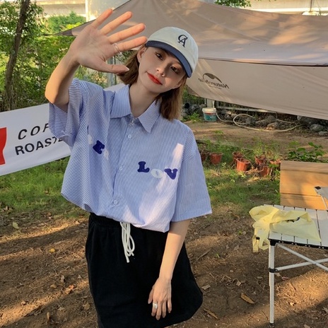 Áo Thun Nữ Ngắn Tay Sọc Ngang Thời Trang Hàn Quốc