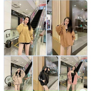 Áo khoác da lộn nữ 3 sọc, áo khoác form rộng thời trang ulzzang, freesize