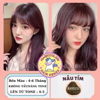 Thuốc Nhuộm Tóc Nâu Tím Tặng Oxy Trợ Nhuộm Găng Tay Mũ Chùm Kenzii Lên Từ Tone 4 -5