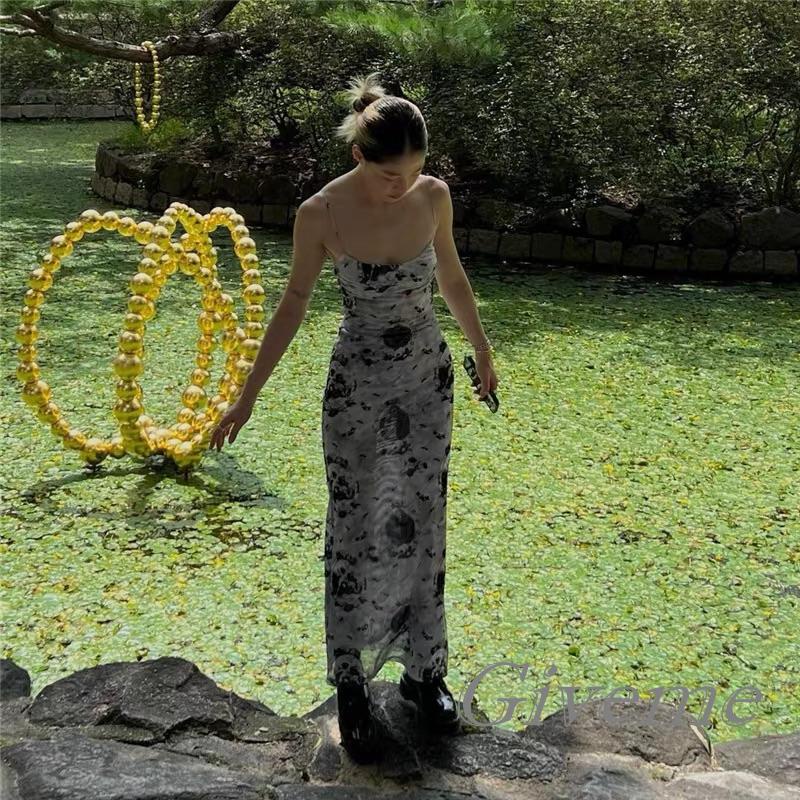 Đầm Hai Dây Dáng Ôm Họa Tiết Thiên Thần Thời Trang Mùa Hè Cho Nữ