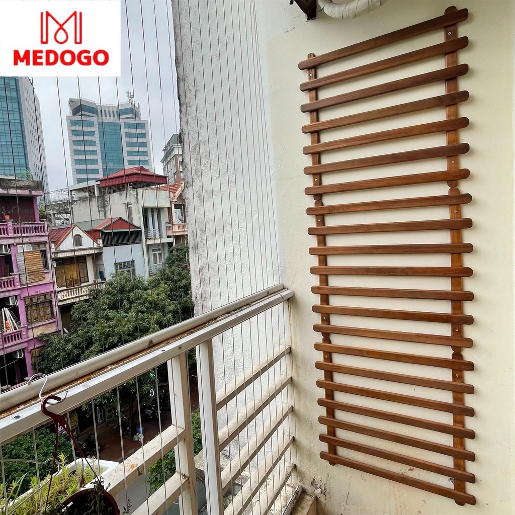 Giàn gỗ MEDOGO treo chậu cây, hoa trang trí ban công, giàn leo cho cây, hoa, kệ gỗ gắn tường ban công