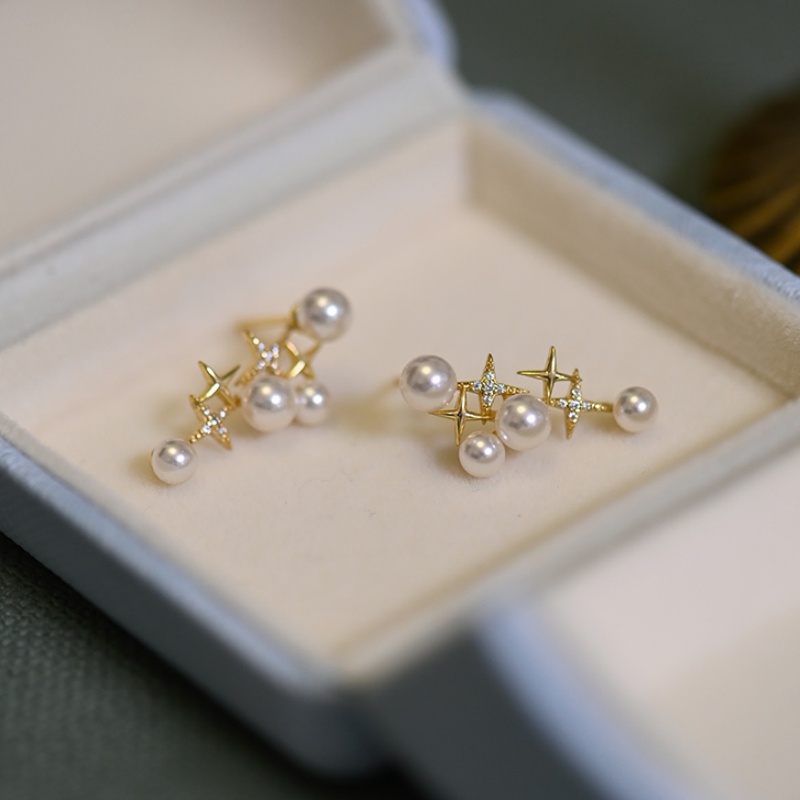 Bông Tai Ngôi Sao Năm Cánh Đính Đá Lấp Lánh Phong Cách Hàn Quốc