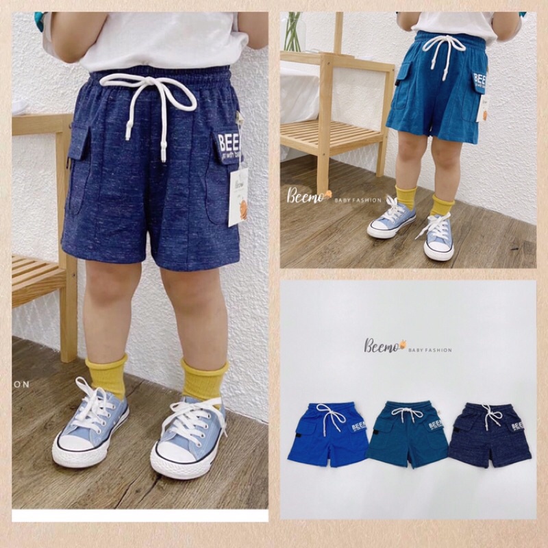 Quần sooc, quần đùi cotton túi hộp giả jeans Beemo cho bé trai mặc hè cá tính