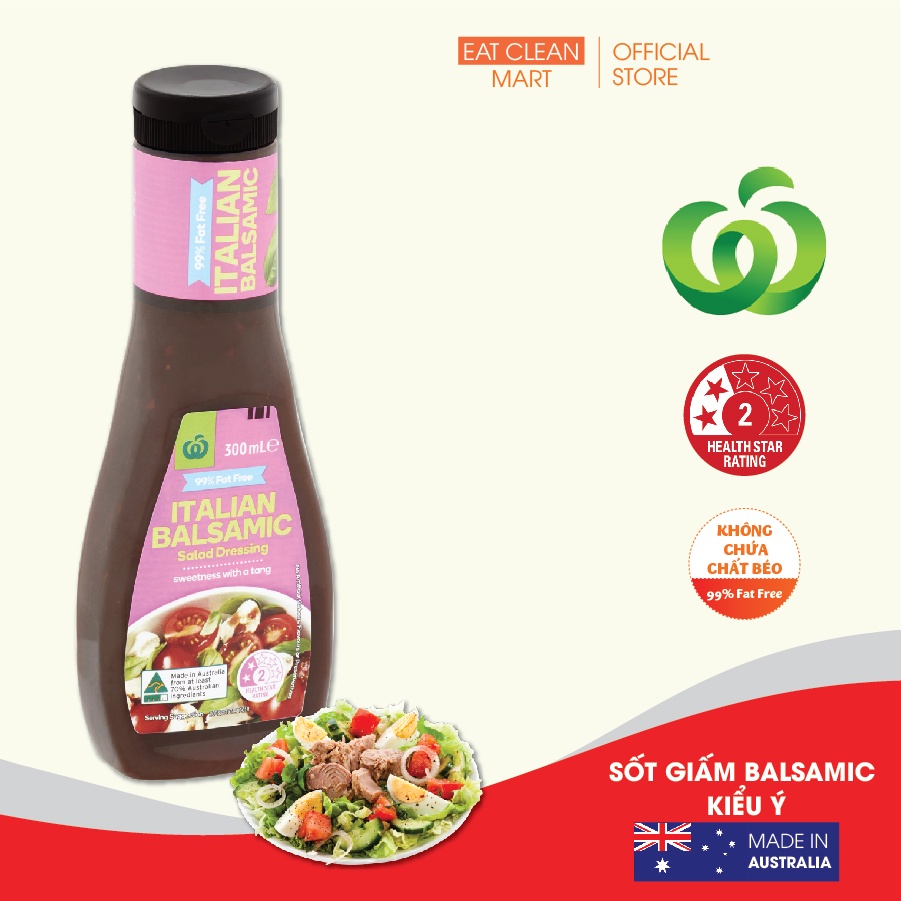 Sốt Giấm Balsamic Kiểu Ý - Woolworths Italian Balsamic Salad Dressing 99%