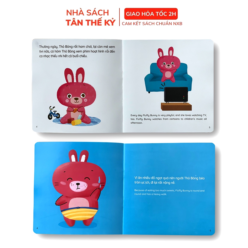 Sách - Bộ Ehon kĩ năng sống Thỏ Bông Song ngữ Việt Anh, Quét mã QR file nghe (Lẻ cuốn )