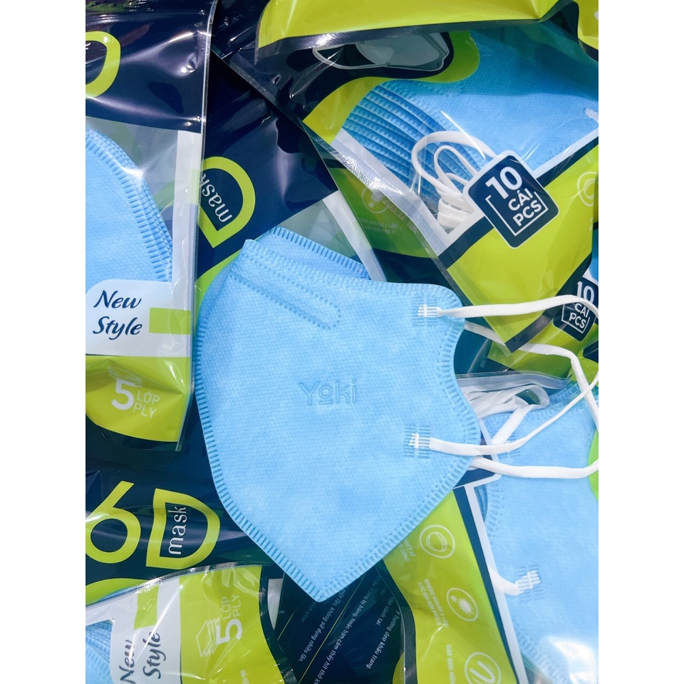 Sỉ Khẩu trang yoki 6D Mask Yoki kháng khuẩn lọc bụi 2.5pm 1 thùng 50 gói *10 cái