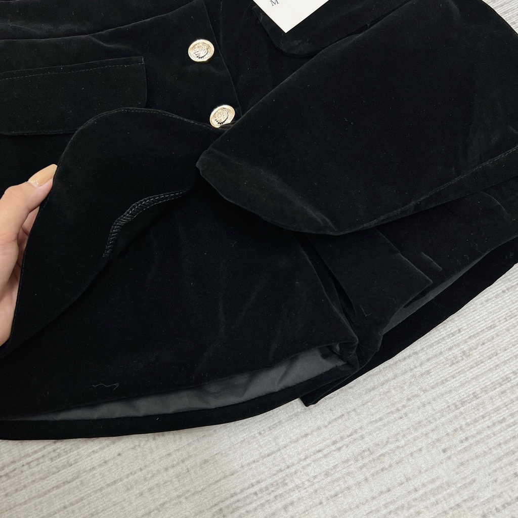 Chân váy nhung 4 khuy, quần short nhung dáng váy siêu hot