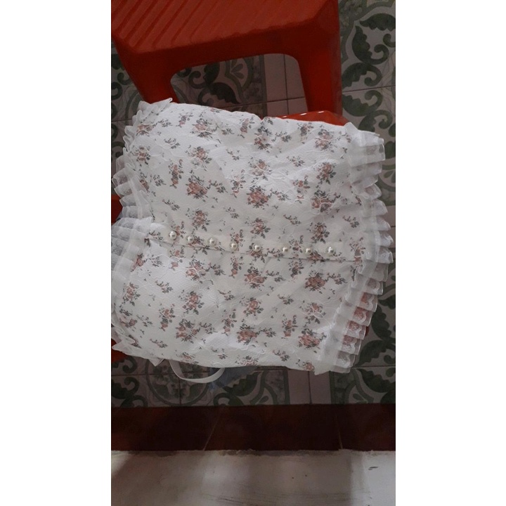 Áo croptop hai dây phối ren hoa 10MK
