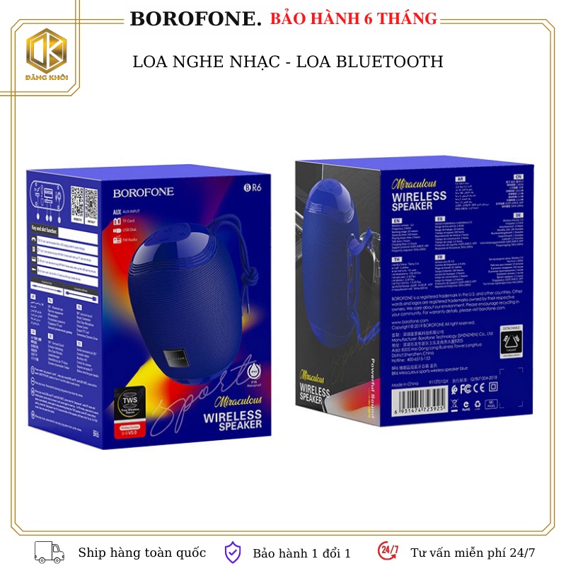 Loa Bluetooth  Borofone BR6 Bass Mạnh nghe nhạc siêu hay,có dây đeo - bảo hành 6tháng