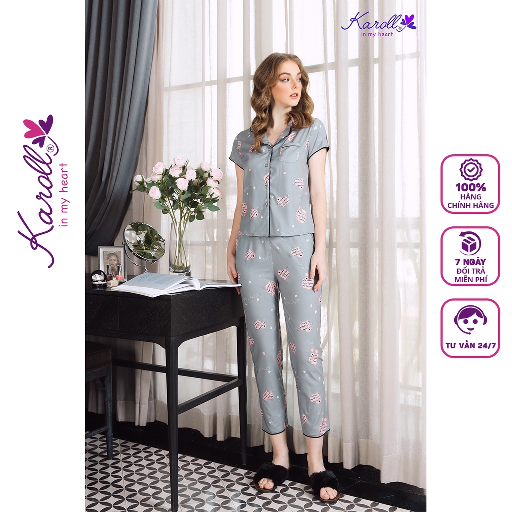 Đồ bộ nữ mặc nhà Jcvcoll - Karoll NH21.170 lụa hình quả táo