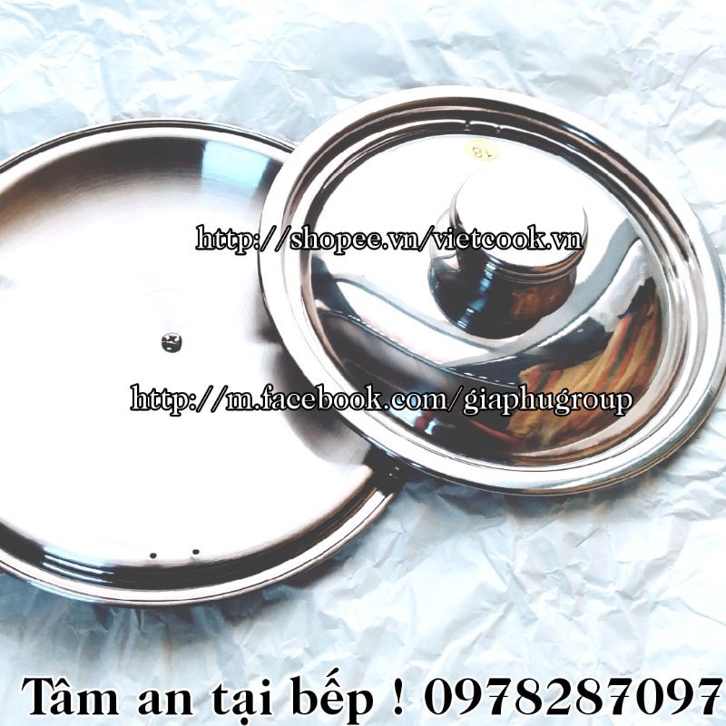 [Chính Hãng] Nắp vung nồi INOX núm tròn dùng cho nồi- chảo- quánh...đủ size 14, 16, 18, 20, 22, 24, 26, 28, 30, 32