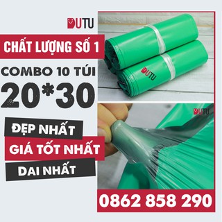 [GIÁ GỐC] 10 Túi Niêm Phong Đóng Hàng PE Tự Dính Siêu Nhanh Màu Xanh Lá Size 20*30