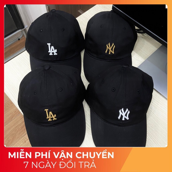 Mũ Nón M.L.B Logo NY LA Đen - Hàng Xuất Dư Gần Full