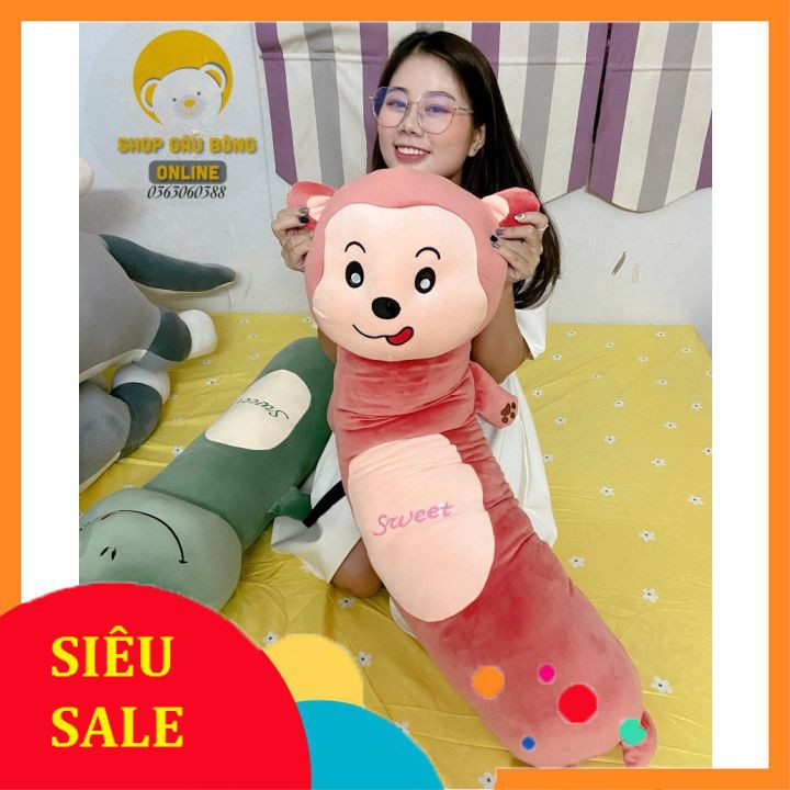 Gấu nhồi bông gối ôm hình thú dài 60cm, 80cm, 1m, 1m2