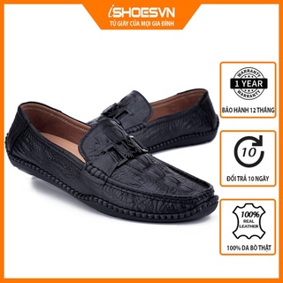 Giày lười da bò dập vân cá sấu ISHOESVN IS158 - Giày lười cao cấp giày ishoes