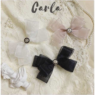 Kẹp tóc nơ voan ba tầng carla phối charm tiểu thư
