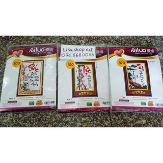 Tranh thêu chữ thập PHÚC LỘC THỌ 35x55cm/1 bức chưa thêu