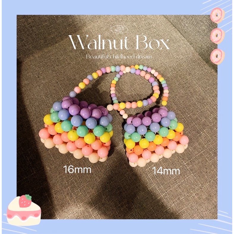 Túi tote mini đính hạt màu cầu vồng xinh xắn