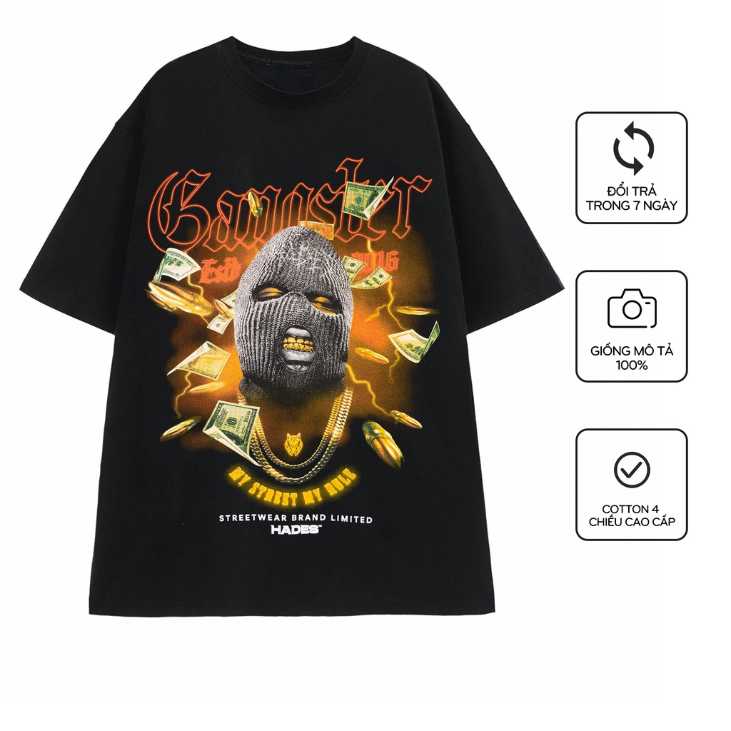 Áo Hades Gangsta Tee nam nữ phong cách trẻ trung, mặc form cực đẹp