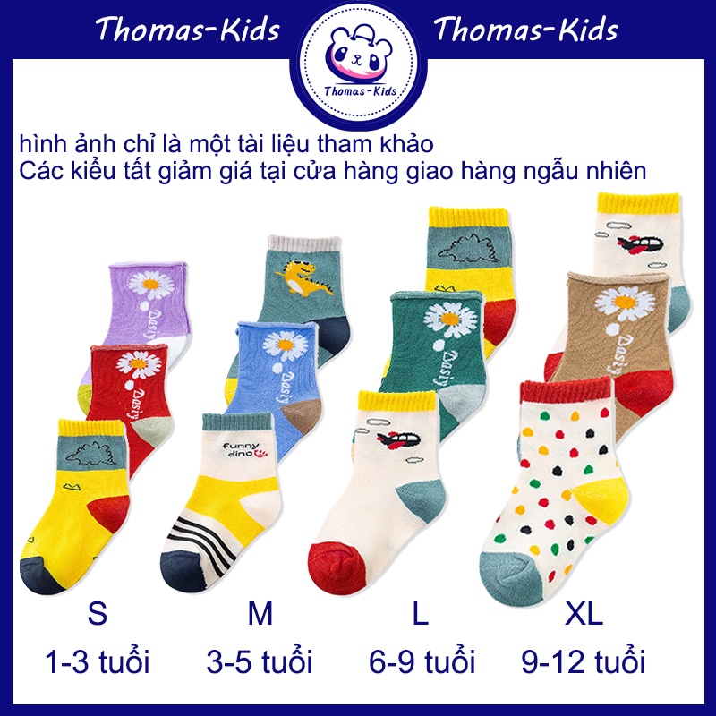 [THOMAS KIDS] 1 Đôi Vớ Cotton Họa Tiết Hoạt Hình Dễ Thương Dành Cho Bé 1-12 Tuổi
