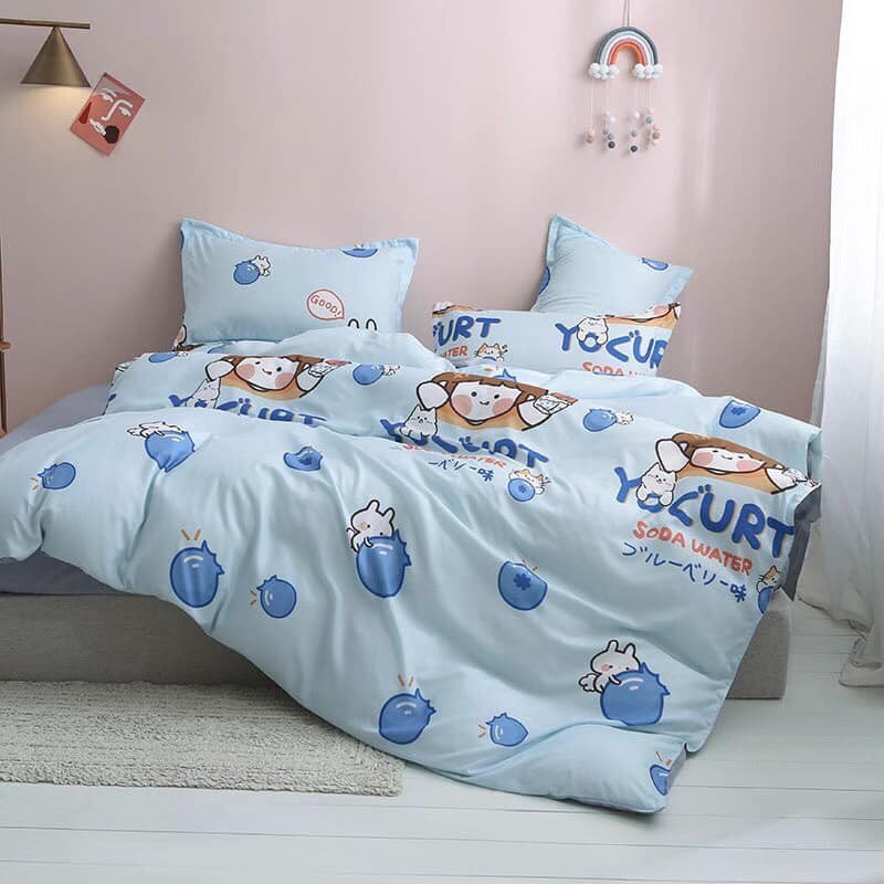 [ GIÁ HỦY DIỆT ] SET VỎ CHĂN - GA - GỐI COTTON PHA - BÉ SỮA CHUA