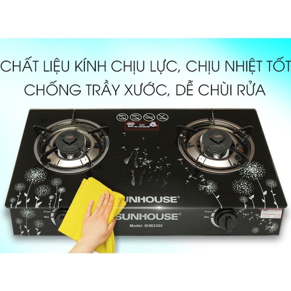 Bếp gas Sunhouse SHB3365 - MỚI 100%+Tặng dây gas-HÀNG CHÍNH HÃNG SUNHOUSE