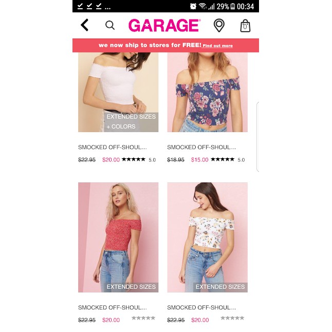 Áo Garage Smoked Off Shoulder Top