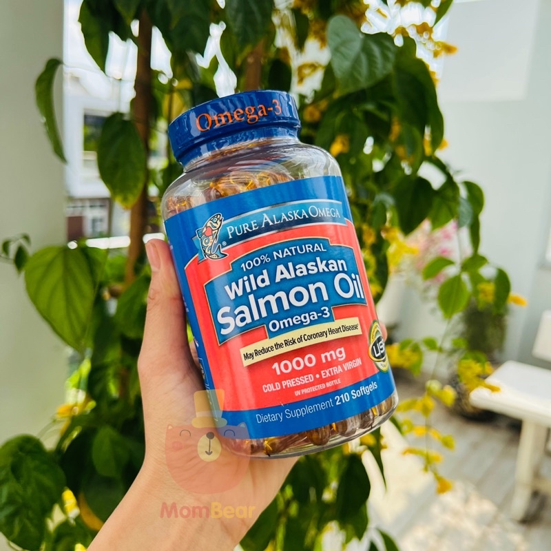 Viên dầu cá hồi Pure Alaska Salmon Oil Omega 3 1000 mg lọ 210 viên của Mỹ