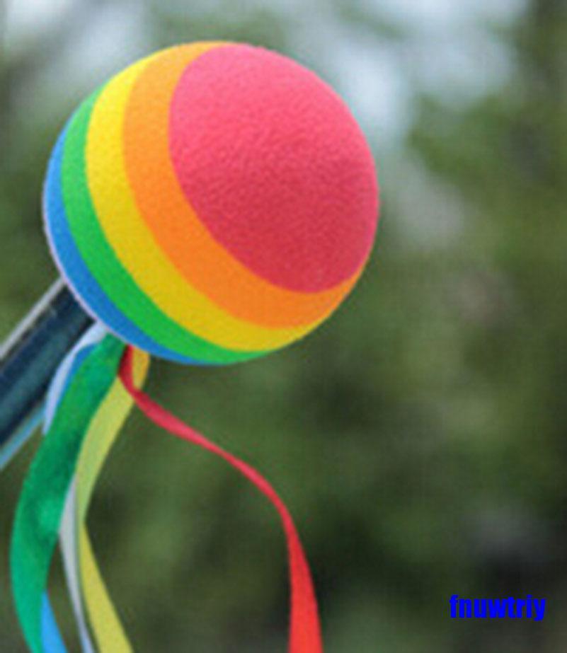 [COD]Car Antenna Toppers Rainbow Ball Colored Ribbon Antenna Balls