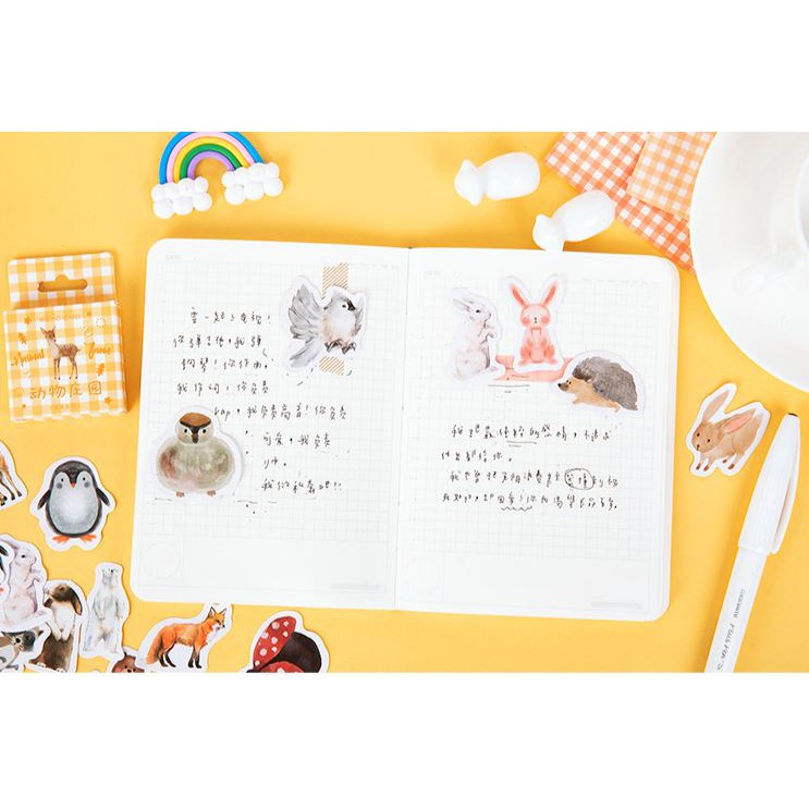 Bộ 46 Sticker Hàn Quốc hình động vật xinh dán trang trí E30