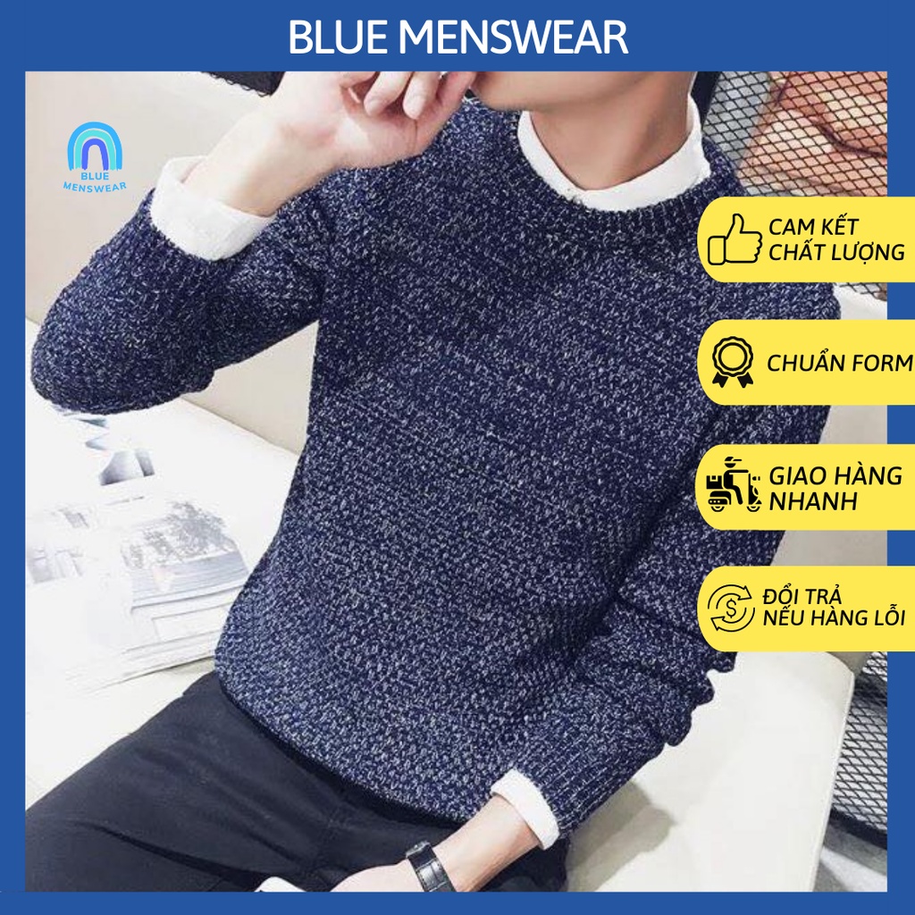 Áo Len Nam cổ tròn tiêu dày dài tay đẹp giá rẻ cao cấp AL77 - BLUE MENSWEAR