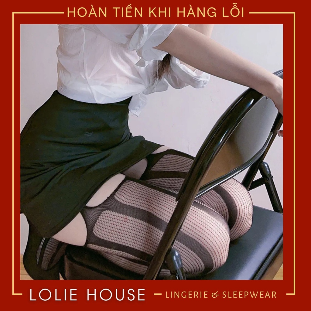 Quần tất lưới sexy gợi cảm chống tụt, Tất đùi liền đai kẹp tất sexy LOLIE HOUSE - QT12