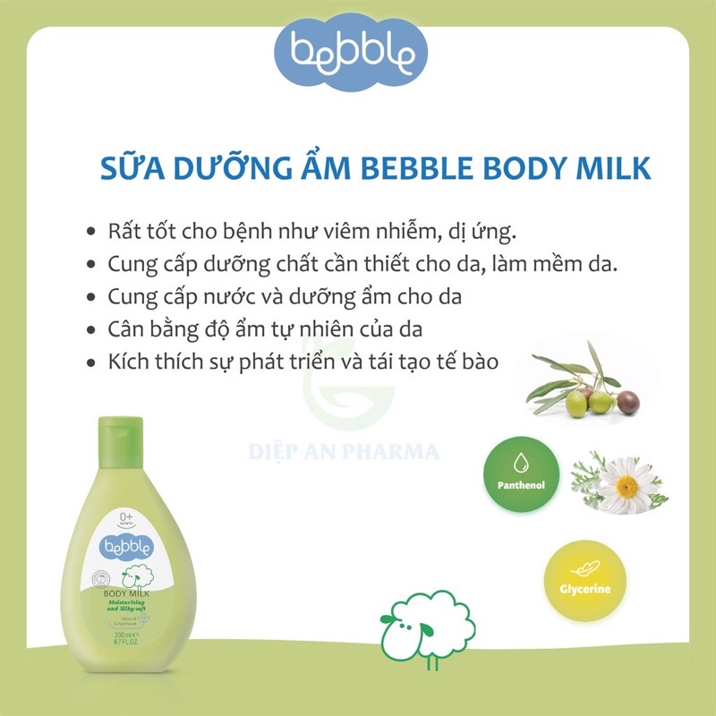 [Chính Hãng] Sữa dưỡng ẩm toàn thân dành cho bé Bebble Body Milk 200ml