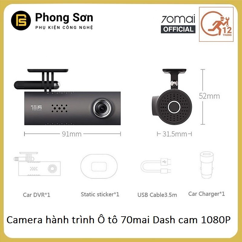 Camera Hành Trình cho Ô tô Xiaomi 70mai Dash Cam Full HD 1080P (BH 12 Tháng)