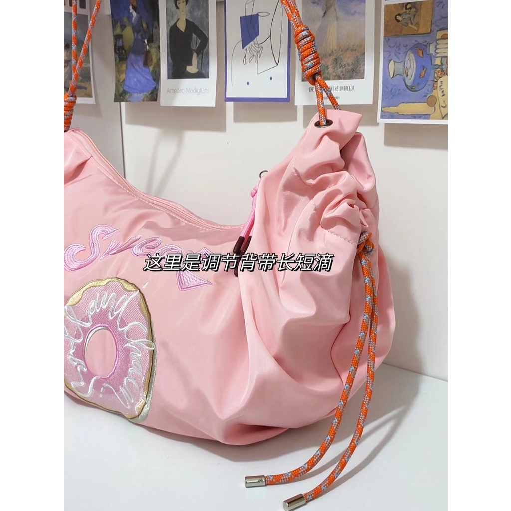 Túi Đeo Chéo Thêu Hình Bánh Donut Sức Chứa Lớn Thời Trang Mùa Hè Dành Cho Nữ