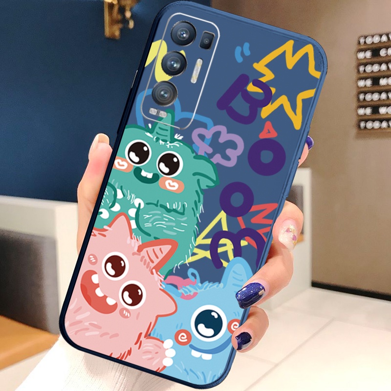 Ốp Điện Thoại Cạnh Vuông In Hình Quái Vật Mini Cho OPPO Reno6 Z 5G Reno 5 Pro 4 3 Reno2 Z F A95 5G A76 A96 4G