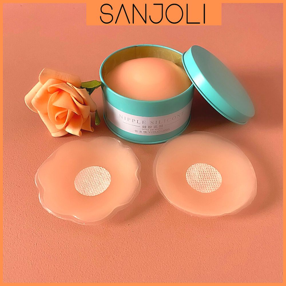 Miếng Dán Ngực SANJOLI Phụ Kiện Đồ Lót Hình Nhũ Hoa Silicon Siêu Bám Dính Có Thể Sử Dụng Nhiều Lần (1 Cặp) PK003