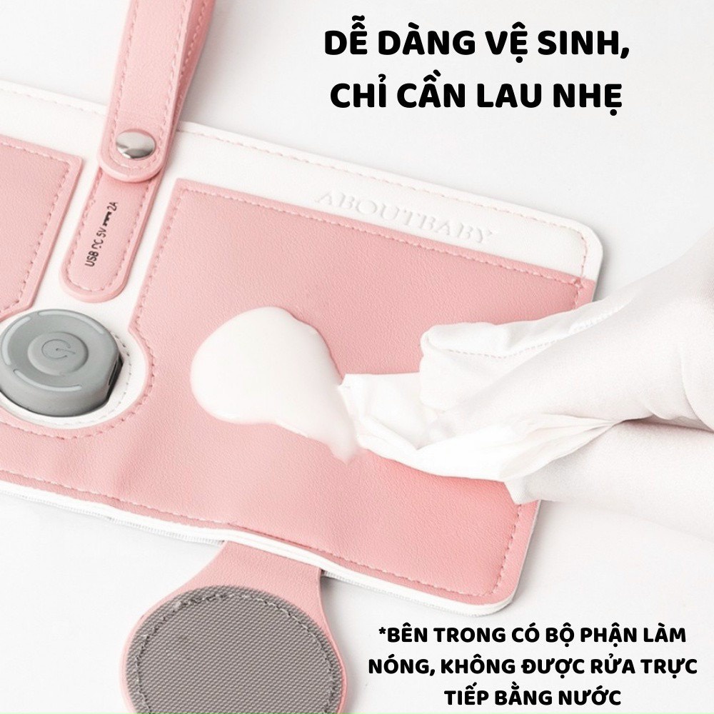 Túi hâm/ Túi ủ ấm bình sữa bằng da cao cấp ABOUTBABY, điều chỉnh 3 chế độ sưởi ấm
