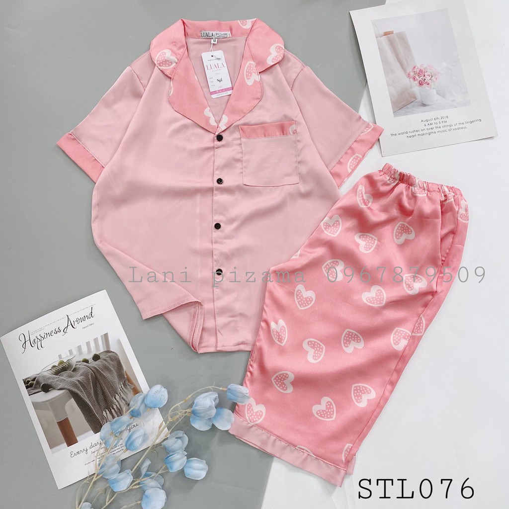 Bộ pizama lụa ngố bộ pijama lửng lụa sattin mặc nhà siêu xinh, mềm mịn, thoáng mát cho nàng diện mặc nhà | BigBuy360 - bigbuy360.vn
