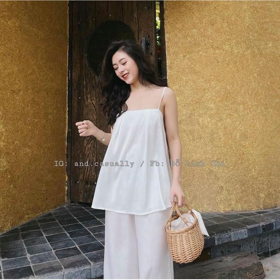 Set đồ nữ cá tính, set quần dài áo hai dây đi chơi sang chảnh mùa hè đẹp 8A00108 | BigBuy360 - bigbuy360.vn