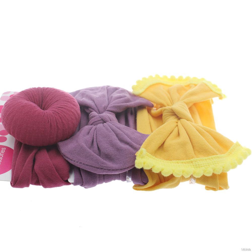 Set 3 Băng Đô Nơ Màu Trơn Xinh Xắn Cho Bé Gái