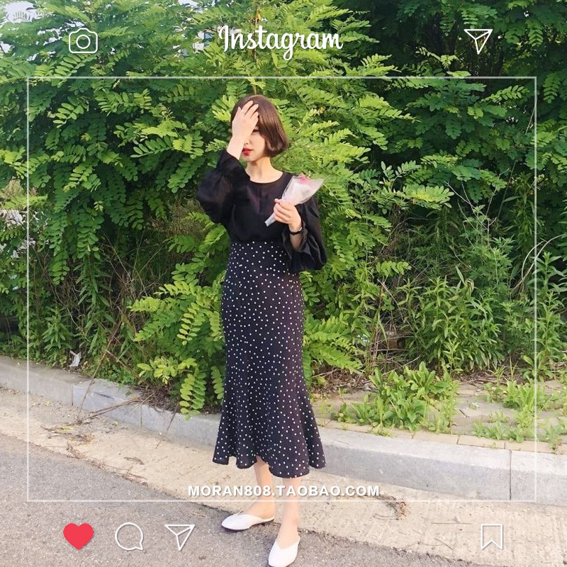 Chân váy MORAN dáng dài chấm bni đuôi cá dáng ôm bó (Order) | BigBuy360 - bigbuy360.vn