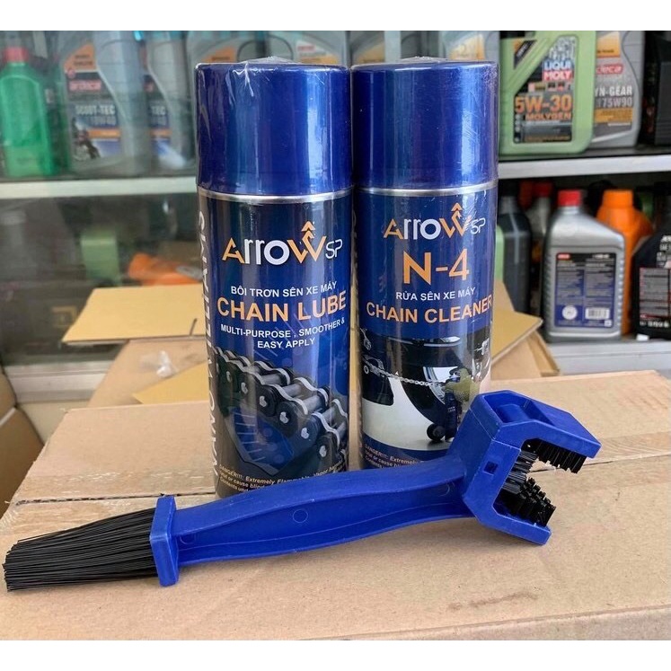 [HCM] COMBO xịt dưỡng sên bôi trơn sên arrowsp và rửa sên vệ sinh sên tặng kèm 1 bàn chải 3D