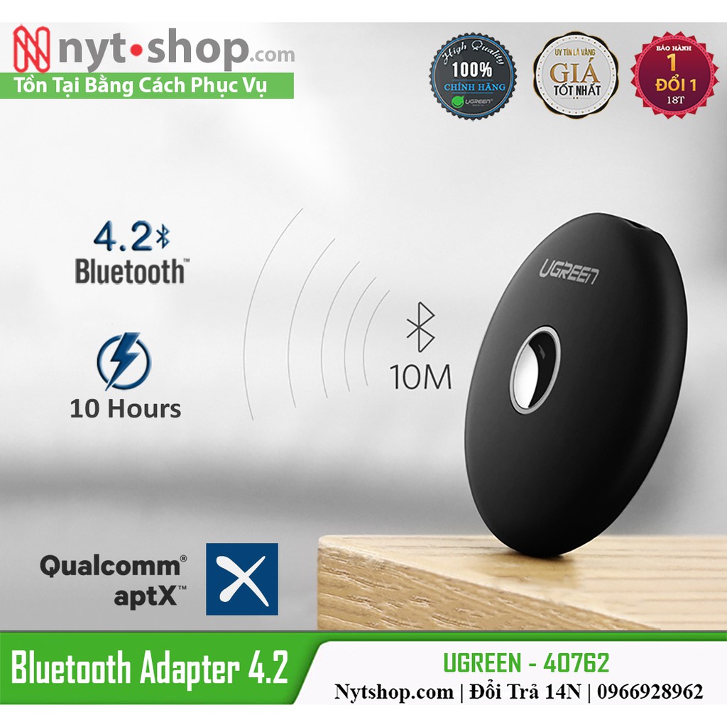 Thiết Bị Thu và Phát Music Bluetooth 4.2 Hỗ trợ aptX Cao Cấp UGREEN 40762