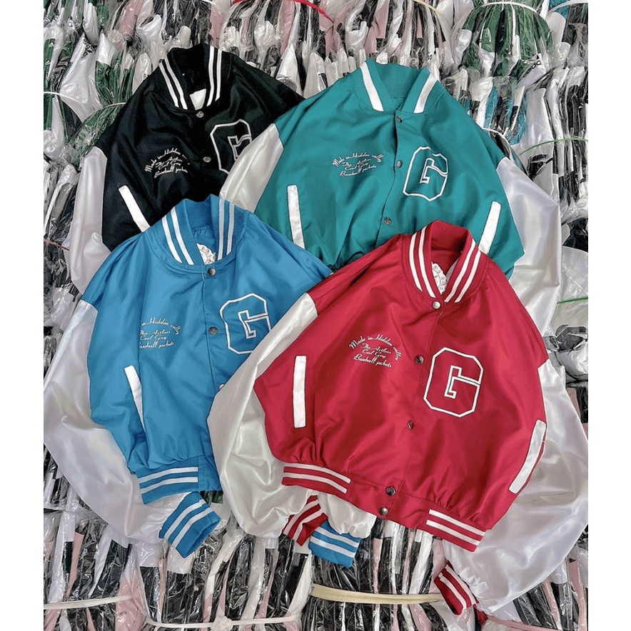 Áo Khoác Bomber Nữ Form Lửng Phối Màu In Chữ G Cực Xinh Mẫu Mới Cực HOT -  CLITUS FASHION