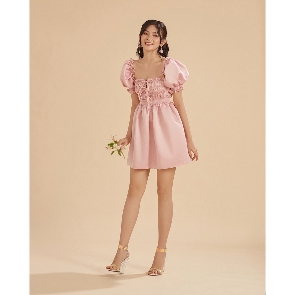 Đầm chữ A tay bồng màu hồng SheByShj - Candy Dress | BigBuy360 - bigbuy360.vn