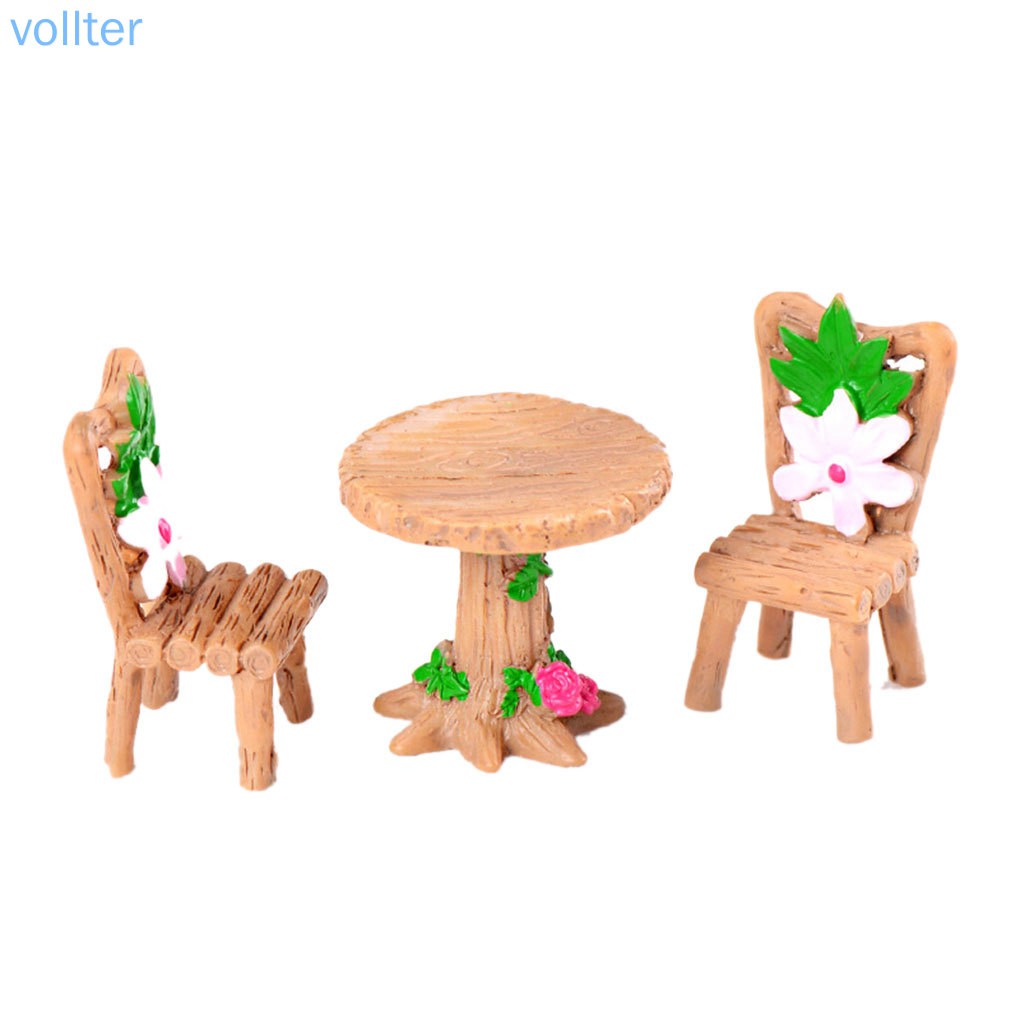 Set 3 Mô Hình Bàn Ghế Mini Xinh Xắn Dùng Để Trang Trí