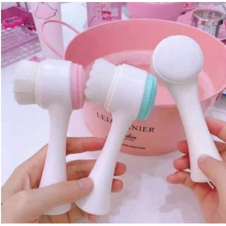 (Hàng Mới Về) Cọ Rửa Mặt 2 Đầu Bằng Silicon Mềm Mịn Massage Làm Sạch Da 88179 Korea Storea 88