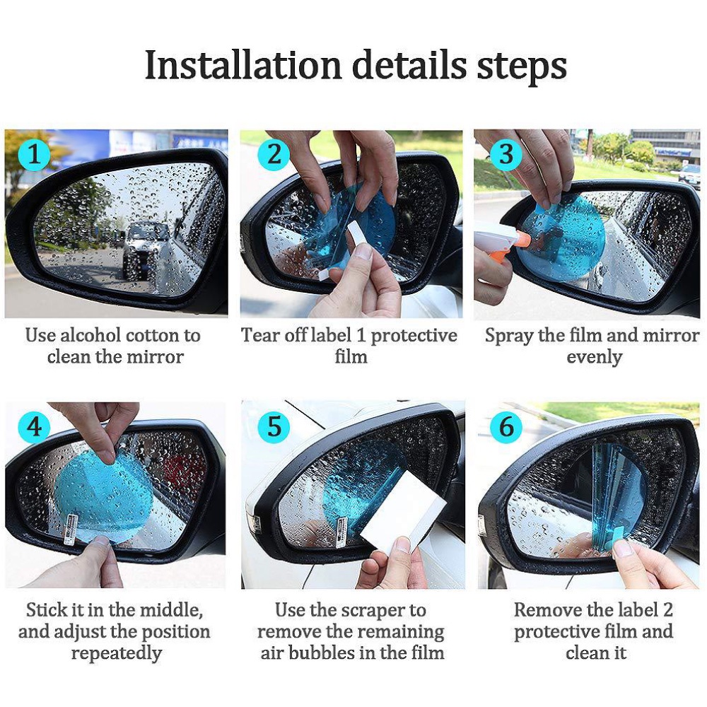Bộ 2 Phim Dán Bảo Vệ Kính Chiếu Hậu Xe Hơi Chống Sương Mù / Nước Mưa 95 * 95mm 95 * 135mm 100 * 150mm